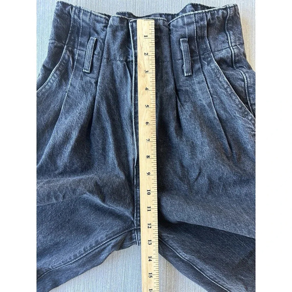 Abercrombie & Fitch Mom Jeans High Waisted Raw Hem Black 24 - Picture 7 of 8